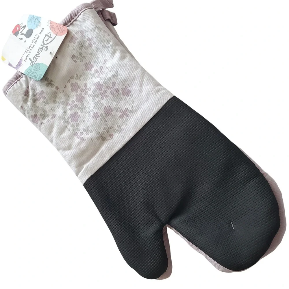 Disney Mickey Mouse Floral‎ Oven Mitts 2PK Heat Resistant Cream Purple Spring